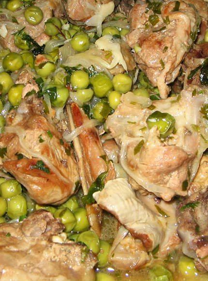 agnello con piselli